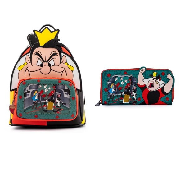 Loungefly Disney Queen of Hearts Villain Scene Mini Backpack & Zip Around Wallet - Picture 1 of 16